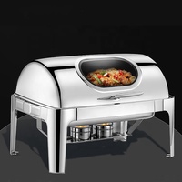 Silberner Buffet-Warmhaltebehälter aus Edelstahl für Restaurants, Alkoholbetrieben, Anti-Klemm-Design, Modernes Warmhaltesystem
