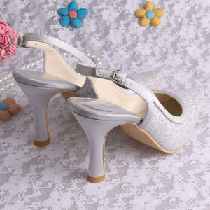 Silver Glitter Scarpe Da Sposa Tacco Alto - Product Image 2