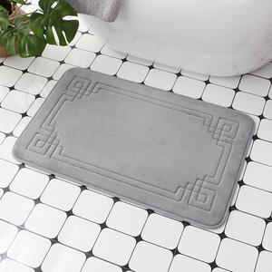 Alfombra de Baño Acolchada de Coral, Rectangular, Antideslizante, de Fibra de Poliéster, para Uso Doméstico, con Patrón Geométrico, Color Sólido, 22SHR0045 - Product Image 2