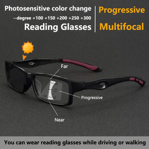 Lunettes de lecture pour hommes, monture carrée en métal, <span class=keywords><strong>verres</strong></span> <span class=keywords><strong>progressifs</strong></span> multifocaux photochromiques pour <span class=keywords><strong>presbytie</strong></span>, anti-lumière bleue - Product Image 3