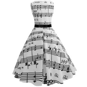 Music Note Print Sleeveless <strong>Dress</strong> Woman Summer Big Swing <strong>50s</strong> 60s Vintage <strong>Dresses</strong> Elegant Party Patchwork <strong>Dress</strong> Vestidos - Product Image 3