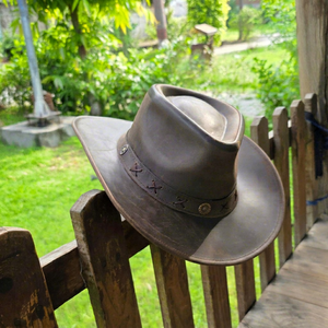 Saleh Enterprises Premium Genuine Leather Cowboy <b>Hat</b> Vintage <b>Western</b> Cowgirl Ranch <b>Hat</b> Custom Branding OEM Wholesale Supplier - Product Image 1