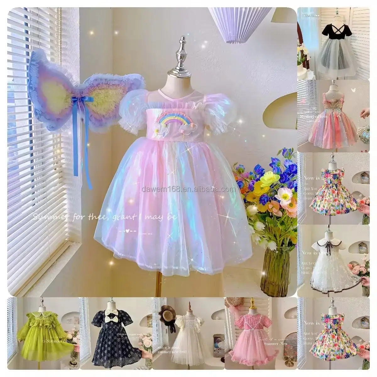 2024 Groothandel De Nieuwste Mode Baby Girl Party Kinderkleding Voor Kinderen Fancy Petal Avond Kleine Kleding