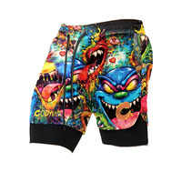 Shorts de sport 2 en 1 pour hommes, imprimé avocat 3D, séchage rapide, double couche, avec poches