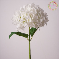 Bunga Hydrangea Artificial Real Touch High End dengan Daun dan Tangkai untuk Dekorasi Rangkaian Bunga Pernikahan dan Rumah