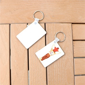 Free Sample Hot Thermal Transfer Printable Rectangle Double Sided Dye Eco-Friendly Wooden Dog Tag Sublimation MDF Keychains