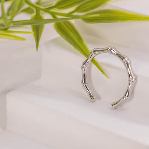 Bague en argent plaqué or 18 carats, style vintage, motif bambou, PVD, étanche, minimaliste, unisexe, pour usage quotidien - Product Image 4