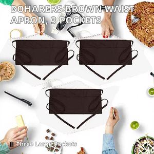 3 Pack Sleek Black Waist <b>Aprons</b> <b>Waterproof</b> Half <b>Apron</b> for Upscale Restaurant Server Waitress Barista Cafe Uniforms Wholesale - Product Image 2