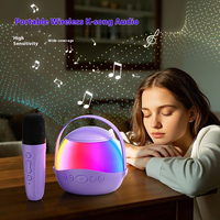 Mini haut-parleur karaoké familial portable avec WiFi, 2 lumières LED RGB, microphones sans fil pour cadeaux d'anniversaire pour filles, compatibilité carte TF