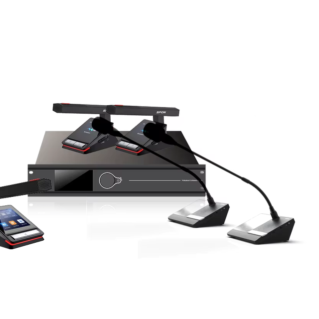 SPON 4-Inch Full-Color Touch Screen Audio Conference System Video Tracking Camera & Voting Function