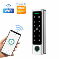 Lector de Control de Acceso Inteligente Tuya para Exteriores, Carcasa Metálica, Huella Dactilar, Código, Tarjeta RFID de Doble Frecuencia, Compatible con 12V / 24V