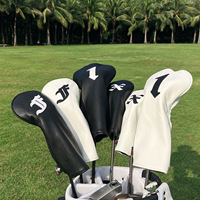 Penutup kepala Klub Golf Fairway Woods kustom desain terbaru penutup pengemudi Golf kulit