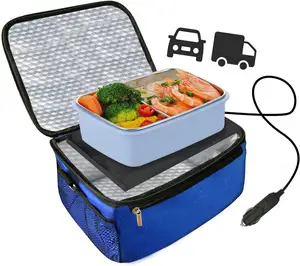 Groothandel Persoonlijke Verwarmde Lunchbox Auto Voedsel Warmer Set Dc 12V Opladen Hot Pot Food Warmer Truck Blue