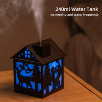 Humidificateur ultrasonique pour usage domestique, 240 ml, grain de bois, portable, brume froide, avec lumière LED à changement de couleur pour chambre à coucher