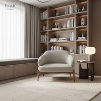 Fauteuil baril moderne avec pieds en bois, fauteuil d'appoint en tissu bouclé, fauteuil lounge minimaliste pour la décoration du salon et de la chambre