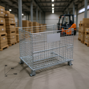 <b>Wire</b> Mesh Storage Cage 100x80x84 Cm With Feet For Cargo <b>Control</b> - Product Image 3