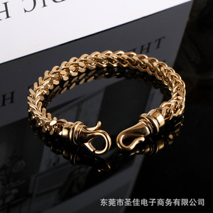 Pulsera Cuadrada para Hombre Chapada en Oro, Cadena de Acero de Titanio CE636, Accesorio Moderno de 21cm 23cm, Diseño Geométrico - Product Image 4