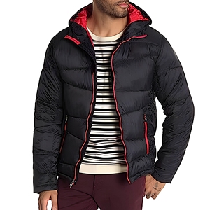 Men's Winter Hooded Puffer Jacket Thick Down Filled Windproof Zipper Closure Casual Style Black Polyester Coat 2026 - Product Image 1