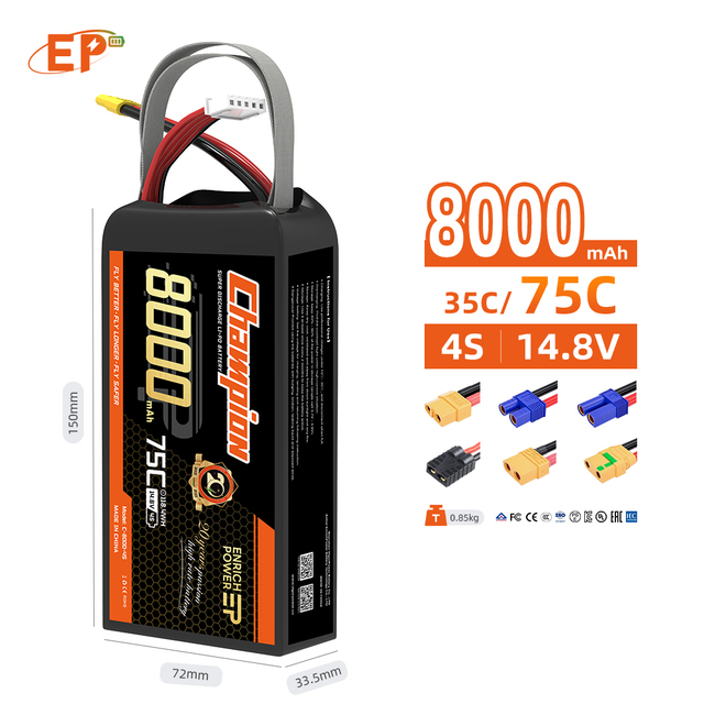 EP 22.2V 6S 8000mAh 5200mah 70C Semi-Solid State Drone Battery 400wh/kg with XT60 for Long Range FPV Racing and Racing FPV