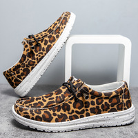Chaussures de conduite à enfiler durables en tissu haut de gamme à motif léopard pour couples, grandes tailles européennes, pour l'été, transfrontalières