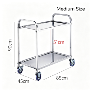 Chariot à boissons mobile en acier inoxydable à 3 niveaux, chariot de service à boissons roulant avec étagères, chariot de bar robuste pour hôtel, restaurant - Product Image 3