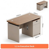 Bureau de direction moderne 120/140/160 cm en bois E0 avec armoire à serrure à code et compartiment CPU dissimulé