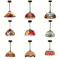Vente en gros sur mesure et vente directe d'art coloré teinté mosaïque église verre Tiffany soudure abat-jour lustres suspension lampe