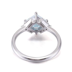 Bague de mariée en platine pour femme avec diamant fantaisie naturel taille ovale, élégante, taille H 1/2, bijoux de mode pour mariage de Noël lesbien - Product Image 5