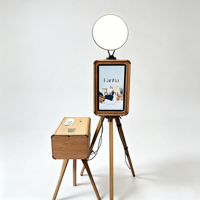 Cabina de Fotos de Madera Vintage de Doble Cara, Compatible con Cámaras DSLR, SLR y iPad con Pantalla Táctil, WiFi, Impresión Instantánea para Bodas y Fiestas