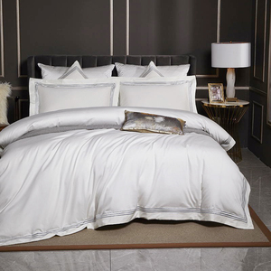 Set di biancheria da letto anni 120 di alta qualità alta densità cotone a fiocco lungo biancheria da letto Hotel lenzuola piatte <span class=keywords><strong>copripiumino</strong></span> in <span class=keywords><strong>seta</strong></span> omaggio - Product Image 3