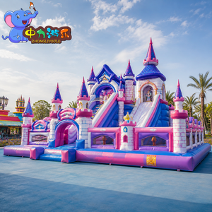 Grand château gonflable combiné avec toboggan pour enfants, idéal pour les parcs d'attractions et <span class=keywords><strong>la</strong></span> location commerciale - Product Image 1