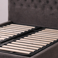 Nouveau Lancement Lit Moderne en Bois de Pin Rembourré Confortable avec Tête de Lit Capitonnée Taille Queen, Rangement Intégré, Revêtement en Tissu Couleur Personnalisable, MDF