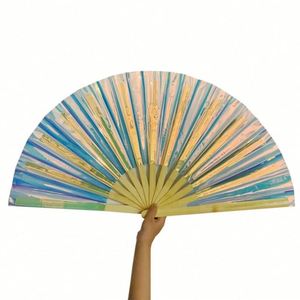 Éventail Pliant en Bambou Holographique Laser 33cm – Artisanat Peint Portable pour Mariage et Décoration Intérieure – Vente Flash - Product Image 1