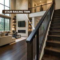 Rampe d'escalier en bois de charbon de bois avec rainure en C pour escalier moderne, taille personnalisée, OEM