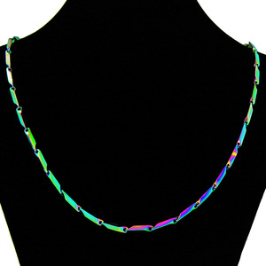 Nuevo Collar de Cadena Geométrica con Diseño de Bloques de Color, Chapado en Oro de Acero de Titanio, Estilo Hiphop, Joyería de Moda para Hombre - Product Image 1