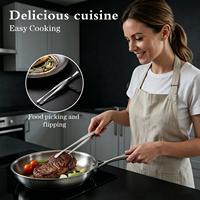 Pinces de cuisine professionnelles en acier inoxydable de 30 cm avec pointes dentelées, pinces de cuisson à tête ronde pour chef, barbecue, bar