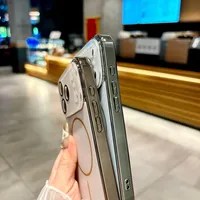 Coque de téléphone magnétique en verre trempé AG Nano compatible avec le chargement sans fil pour iPhone 17 Air 16 15 14 13 12 11 Pro Max Plus