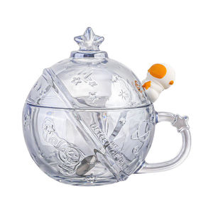 Ly thủy tinh Planet <span class=keywords><strong>Cup</strong></span> 320ML có tay cầm và nắp kèm thì<span class=keywords><strong>a</strong></span>, ly cà phê cao cấp, nhiều màu sắc - Product Image 1