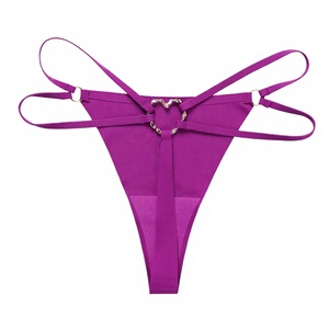 Culotte string sexy pour femme avec anneau cœur, double bretelles, taille basse, coupe haute, sans couture, couleur unie, lingerie féminine, vente en gros - Product Image 5