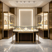 Vitrine de présentation de bijoux avec porte latérale en verre pour magasin de bijoux en or