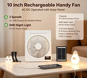 Ventilateur solaire mécanique rechargeable sur pied de classe A, vente en gros d'usine - Product Image 1