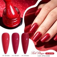 Vernis Gel Pailleté Rouge Deroi Red Rhyme Sans HEMA ni TPO, Gel UV en Bouteille, Logo Personnalisé, Vente en Gros, Marque Privée, Gel pour la Saint-Valentin