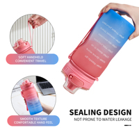 Botella de Agua Deportiva Motivacional de 2000 ml, Duradera, Libre de BPA, de Plástico Tritan con Marcador de Tiempo y Método de Flujo con Pajita