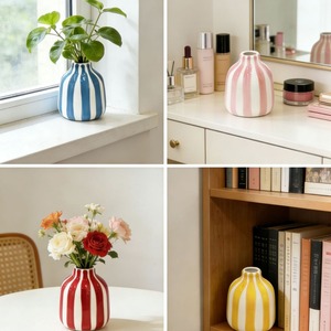 Jarrón de Cerámica con Diseño de Diamantes Azules, Estilo Nórdico Minimalista, de Alta Gama, con Puntos, para Arreglos Florales, Marca Fanhua Huijin - Product Image 2