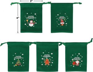 Reusable Velvet Christmas Drawstring Storage Bag-Festive Patterned Holiday Gift Sack for <b>Small</b> Gifts Stocking Stuffers Custom - Product Image 2