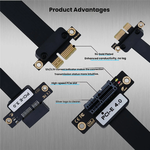 Cable de Extensión PCIE <span class=keywords><strong>4.0</strong></span> <span class=keywords><strong>3.0</strong></span>, Cable Extensor <span class=keywords><strong>PCI</strong></span>-e <span class=keywords><strong>4.0</strong></span> de 36 Pines y 20 cm, Cable de Extensión de 90 Grados 5U <span class=keywords><strong>PCI</strong></span> Express Macho a Hembra - Product Image 2