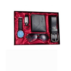 X527 Hbc Juego de Regalo Ejecutivo de Lujo para Hombre de 5 Piezas para Año Nuevo, Navidad, Acción de Gracias, Día del Padre - Cartera, Reloj, Cinturón, Gemelos, Gafas - Product Image 2