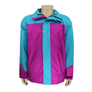 Chaqueta Cortavientos Ligera con Capucha, Diseño de Bloques de Color, Tejido de Punto Estampado, Rosa y Azul, con Cierre y Puños Elásticos - Product Image 1