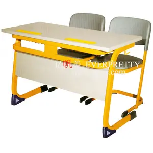 Attached school furniture university desk chair in MDF material, single school bench