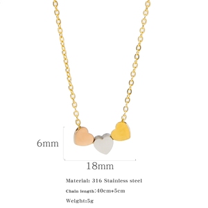 Collier pendentif en acier inoxydable à trois cœurs, collier pendentif en or 18 carats pour sœur, amie - Product Image 3